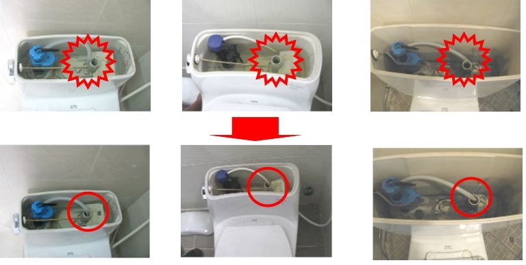nước xả bồn cầu yếu